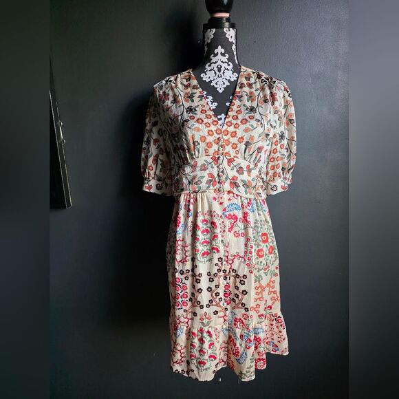 Ba&sh Women's Ganiela Lady Dress Mixed Media Print Mini Sz L Polyester - Picture 1 of 12